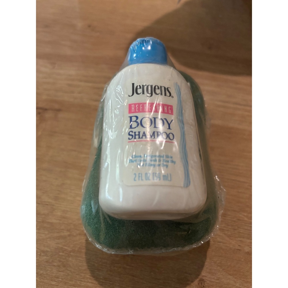 Vintage Jergens Refreshing Body Shampoo 2oz Travel Size w Sponge Sealed NOS Prop